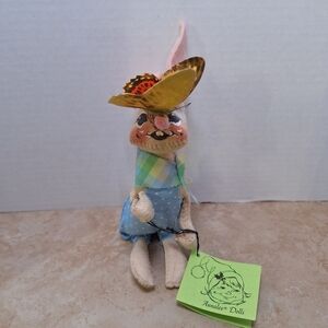 Annalee Mobilitee Doll Bunny With Butterfly 6" Looking Up Polka Dot 1982